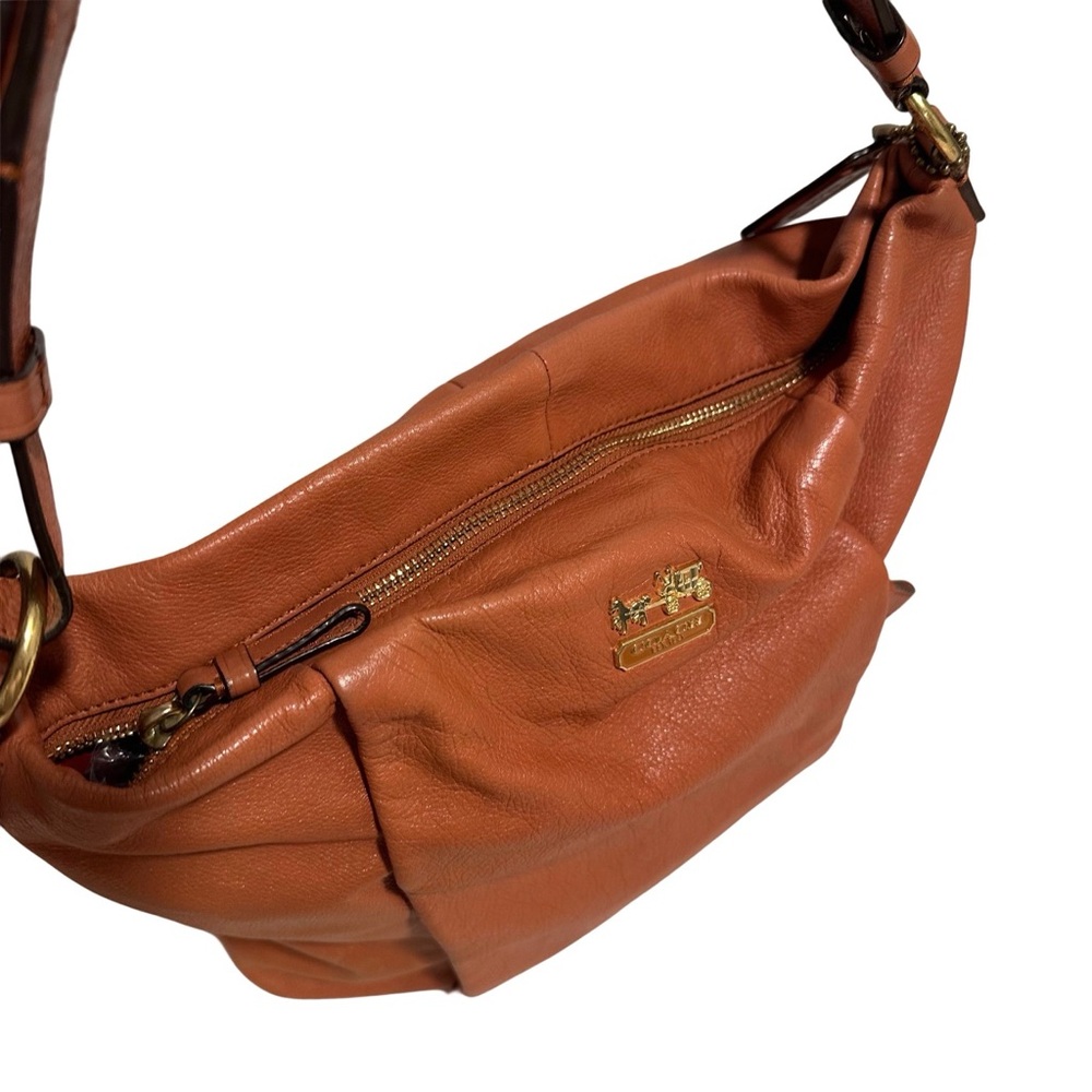 Coach Madison Isabelle Pebble Leather Hobo Bag Cognac/Saddle/Orange Shoulder Bag - Picture 7 of 16